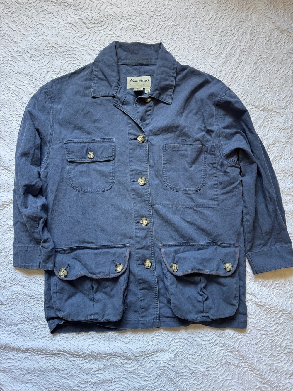 Eddie Bauer Women's Slate Blue Utility Jacket with Patch Pockets